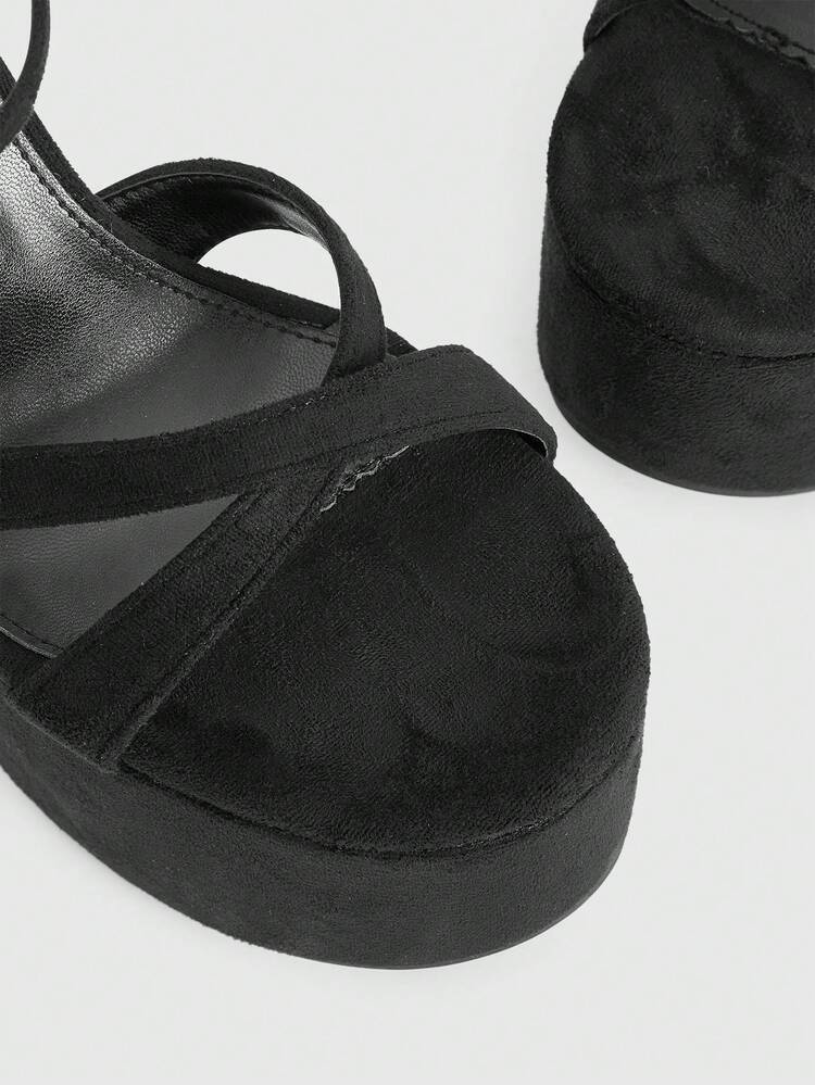 CUCCOO LuxiPop Women Shoes Slim Heel High Waterproof Platform Platform Shoes Cross Strap Naked Belt Women's Gold Sandals Nightclub Style Sexy Fashion Wear Valentine's Day