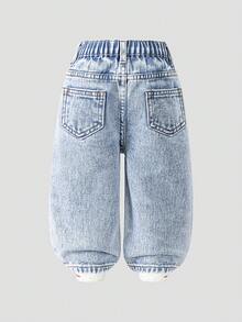 Playful Pals Infant/Toddler Boys' Cotton Elastic Waist Cargo Pocket Casual Pants - Light Wash - View 2