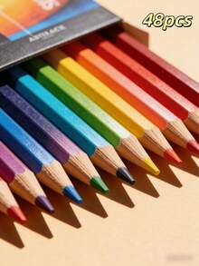 一套高档盒装彩色铅笔，包含12/24/36/48/72色，油性颜料，可用于绘画、书写、美术作业、圣诞礼物、生日礼物、学习用品和返校用品。 - 彩色 - 查看 10