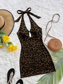 Soleia 女士迷你复古豹纹连衣裙，优雅别致，适合度假、旅行、婚礼、派对、生日、海滩等场合。 - 彩色 - 查看 4