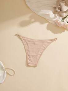 NudeFit 女士休闲罗纹柔软舒适内裤 - 杏色 - 查看 7