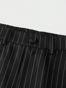 HIMLAND 男士条纹印花翻领商务西装套装，包括外套和裤子，尽显复古绅士风范，适合婚礼、婚礼等场合，也可作为度假、海滩度假礼物送给丈夫或男友，简约时尚，通勤必备。男士套装，包括细条纹西装和两件套，以及细条纹裤子。 - 黑與白 - 查看 11