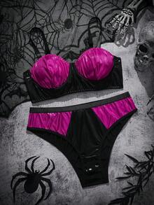 AltCore Bộ đồ 2 món gợi cảm, phong cách punk, thời trang dự tiệc âm nhạc, gồm áo crop top phản quang và quần lót. - Nhiều màu - Xem 3