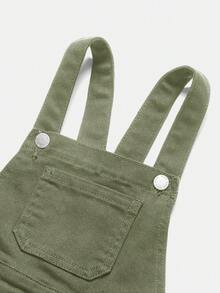 男童字母图案休闲牛仔背带裤 - 軍綠色 - 查看 5