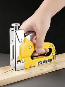 Manual Stapler Set - 4-In-1 Stapler For Wood, Fabric, Furniture, Roofing Felt - Staple Gun, 1600 Nails And 800 Nails Set Available - Yellow - View 1