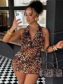 Slaydiva Plus Size Women 3pcs Leopard Print Mesh Tankini Swimwear Set - Multicolor - View 4