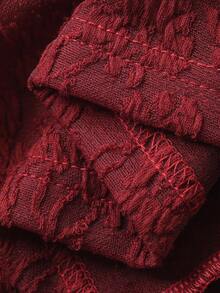 DAZY 法式复古V领连衣裙，高端蕾丝中长连衣裙，女士吊带裙 - 紅色 - 查看 7