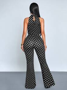 SOLERSUN Bộ đồ hai mảnh màu đen gợi cảm và thanh lịch gồm áo hai dây chấm bi và quần dài, kiểu dáng thường ngày, hoàn hảo cho công sở và kỳ nghỉ, thích hợp cho mùa xuân/hè. - màu đen - Xem 3