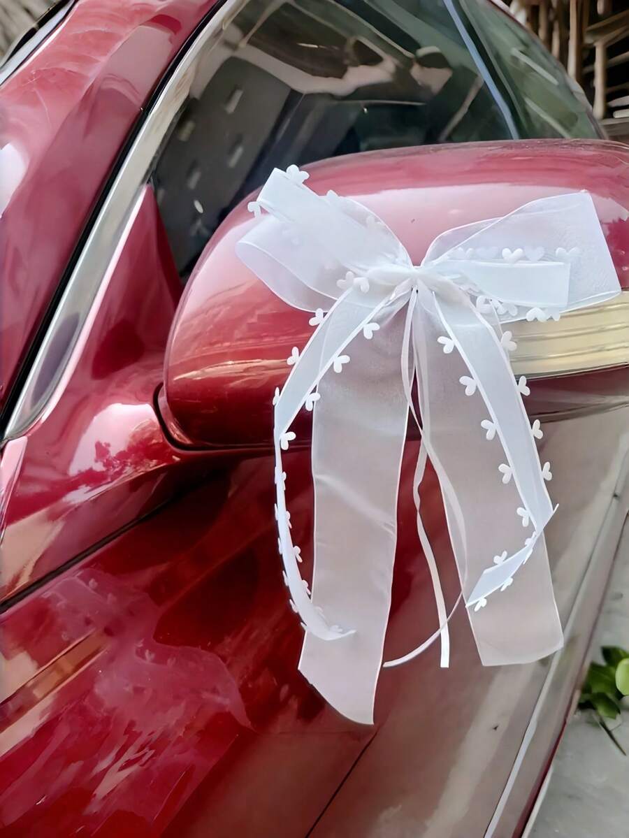 10 chiếc/gói: Nơ lụa trang trí đám cưới, nơ cài xe, nơ ghế, nơ trang trí tiệc tùng, lễ hội, cổng cưới, bình hoa, phụ kiện chụp ảnh. - trắng - Xem 1