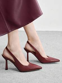 CUCCOO BIZCHIC Pointed Toe Open-Back Pumps High Heels, Casual Spring Shoes Spring Break Easter For Christmas Spring Shoes - Rouge Casaque - View 5