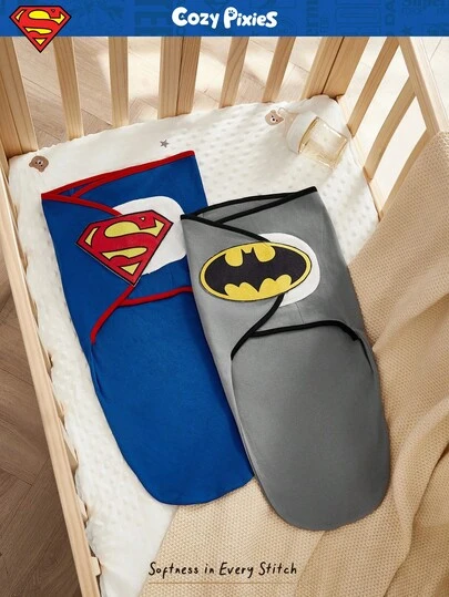 BATMAN X Cozy Pixies SUPERMAN X Cozy Pixies 2-Piece Baby Swaddle  Soft And Comfortable Swaddle Suitable For Newborns