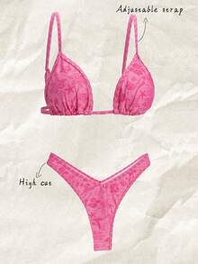 Elavelle Bộ đồ bơi bikini dây mảnh in họa tiết ngẫu nhiên Springbreak dành cho nữ - Nhiều màu - Xem 1