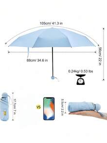1 件装迷你折叠口袋伞，超轻便携，胶囊式设计，防晒防紫外线，晴雨两用，时尚简约纯色，男女通用，适合学校、办公室、居家、旅行、户外活动，四季皆宜，必备单品。 - 多色 - 查看 2