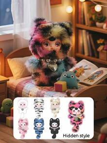 POKOJA LAND 盲盒（非毛绒填充），1个热门“温馨小屋小熊”系列盲盒玩偶，毛绒连帽角色玩偶，包含6款常规款式和1款隐藏惊喜，具有纹理饰面、心形吊坠和珍珠点缀的收藏艺术玩具，是桌面摆件、家居装饰和冬季派对礼品的理想之选，也是馈赠亲朋好友的完美节日礼物，更是收藏家和爱好者寻找温暖迷人装饰品的绝佳情人节礼物。 - 潮玩盲盒 - 查看 10