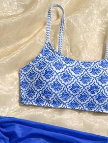 SHEIN Teen Girls Floral Print Bikini Sets, Beach Holiday Swimwear - Multicolor - View 4