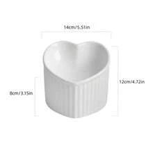 1pc Heart Shaped Ceramic Elevated Cat Bowl, Raised Tilted Cat Food Bowl Anti-Vomiting Drinking Dish Bowl For Neck Protection - 200ml - View 7