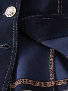 Tween Girls' Elegant Commuting & School Formal Sleeveless Top + Loose Straight Leg Pants Contrast Stitching Faux Denim Vest 2-Piece Set, Spring/Summer - Blue - View 7