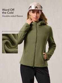 OutZeal Ropa de invierno para mujer, forro polar para acampada y senderismo, camiseta térmica con cremallera para exteriores - Verde militar - Ver 2