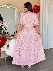 Vionelle Đầm Jacquard cỡ lớn, thích hợp cho ngày Valentine, mùa xuân/hè. - Hồng - Xem 2