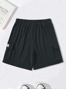 Manfinity Roughcore Pantalones cortos cargo de unicolor casual para hombres, verano - Gris - Ver 2