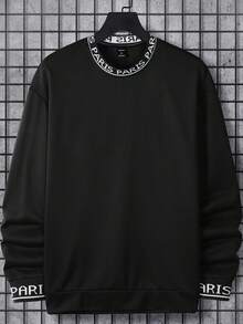 Manfinity Homme 男士撞色印花圆领长袖卫衣 男士圆领卫衣 男士图案卫衣 4XL 圆领卫衣 黑色卫衣 复古风格，适合日常休闲、周末旅行、户外活动、探险旅行、轻松的工作环境或半正式场合，也是送给男友/丈夫、周年纪念日或圣诞节的理想礼物。男士圆领卫衣 黑色图案卫衣 男士卫衣 男士黑色卫衣 - 黑色 - 查看 5