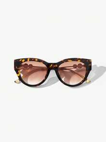 Maija 女士复古豹纹时尚眼镜 - 漸變茶 - 查看 2