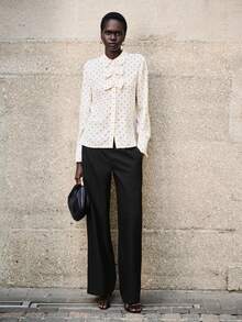 Lumivelle Áo sơ mi nữ thanh lịch in chấm bi với điểm nhấn nơ. - Nhiều màu - Xem 4