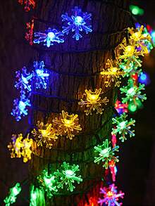Solar Snowflake String Lights, 5m 20leds / 7m 50leds /12m 100leds Christmas Decorations, Multicolor 8 Lighting Modes, Outdoor Waterproof Garden Festive Decor, Romantic Atmosphere, For Courtyard, Patio, Holiday, Party, Christmas Tree Decoration - Snowflake - View 5