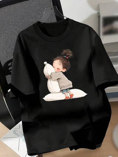 EMERY ROSE 甜美女孩风格枕头女孩印花休闲加大码T恤