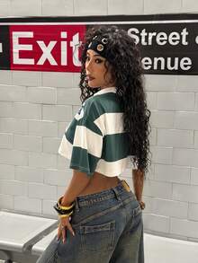 StreetHx 女士2000年代风格休闲街头风印花T恤，宽松短款T恤 - 白色 - 查看 2