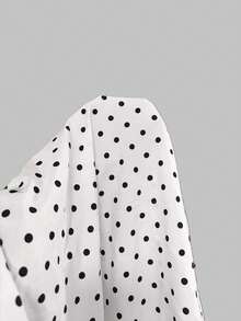 Sweetra Camiseta sin mangas con volantes en el bajo y lazos en los hombros con estampado de lunares para tallas grandes - Blanco - Ver 8