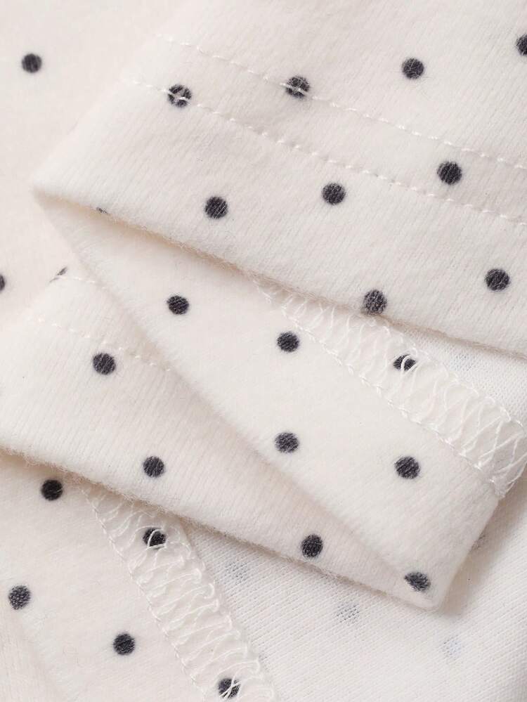 Contrast Color Bow Decor Polka Dot Print Waist Cinched Long Women Nightgown