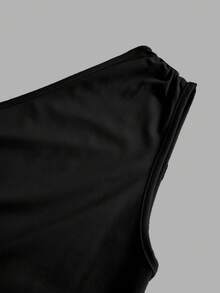 SHEIN EZwear Falda larga asimétrica con pliegues y estampado floral todo sobre fondo liso, estilo casual minimalista, apta para primavera/verano - Multicolor - Ver 5