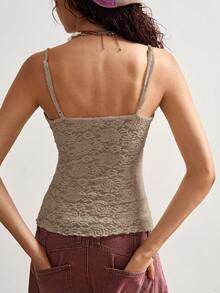 Bohemela 波西米亚风佩斯利提花针织吊带背心，女士修身廓形，夏季度假风格 - 卡其色 - 查看 6