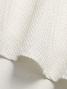 少女花卉提花欧根纱灯笼袖方领荷叶边系腰长连衣裙，优雅法式风格，适合返校、毕业舞会、生日派对、公主裙、母女装等场合。 - 白色 - 查看 4