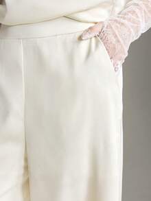 Ontre 2026 New Spring/Summer Women's Woven Satin Fabric High-End Romantic Valentine's Day Wedding Season Loose Asymmetric Hem Sleeveless Top And Wide-Leg Suit Set, Women's Business Casual Independence Day Urban Chic Minimalist Fashion Commuter - Apricot - View 6