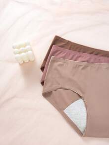 Women's Solid Color Physiological Antiexposure Panties, 5pcs/Pack