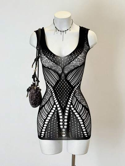 SHEIN Jeanoir Women's Sexy V-Neck Sleeveless Bodycon Dress