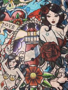 EASEVO 加大码男士复古涂鸦印花紧身长袖T恤 - 彩色 - 查看 4