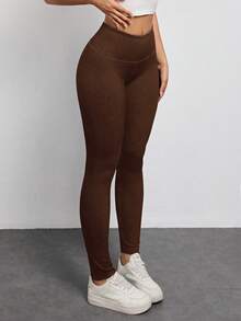 SHEIN Unity Women's High Waist Skinny Casual Versatile Jeans - Coffee Brown - View 8