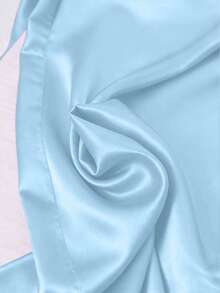 Franclia 大码缎面抽绳系腰直筒裤 - 淺藍色 - 查看 6