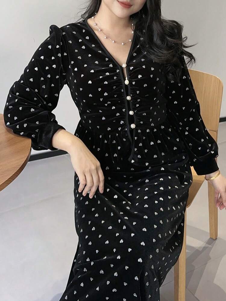 Dazy Plus Plus Size Women 2-Piece Set: V-Neck Textured Cropped Jacket And Fitted Long Skirt, Elegant Fashion For Spring And Autumn Lounge Sets For Women