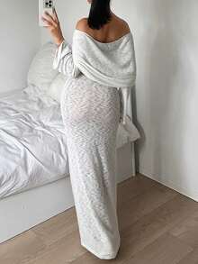 SHEIN EZwear 女式超长透明针织连衣裙 - 白色 - 查看 2