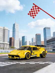 Yellow Famous Sports Car Building Blocks - Operable Parts & TPR Tyre Kit For Enthusiasts (Piece Count: 302pcs) - Multicolor - View 2