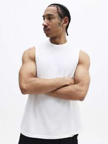 SUMWON Men's Essential Sleeveless Tank Top Crew Neck Regular Fit Basic Casual Summer Tee - White - View 1