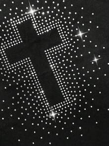 ROMWE MEN Street Life Men's Hip Hop Rhinestone Embellished Tank Top - Black - View 3