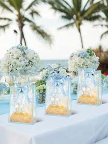 10 Reusable Transparent Plastic Gift Bags PP Material With Ribbons For Wedding Birthday Party Baby Shower Small Business Packaging Must Have Supply - Baby Blue - View 5