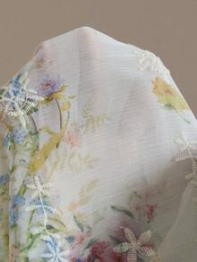 Aveloria Rosie French Style Embroidered Tie Front Long Sleeve Blouse - Multicolor - View 7