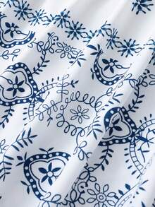Teen Girls Blue & White Patterned Maxi Dress,Autumn Casual Vacation Breathable Fashion - Multicolor - View 10