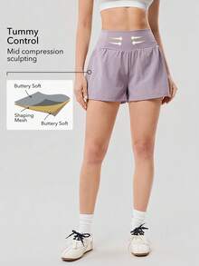 OutZeal Gym Shorts Women Sports Shorts Tennis Workout Summer Tummy Control Built-In Shorts Active Bottoms - Dusty Purple - View 2
